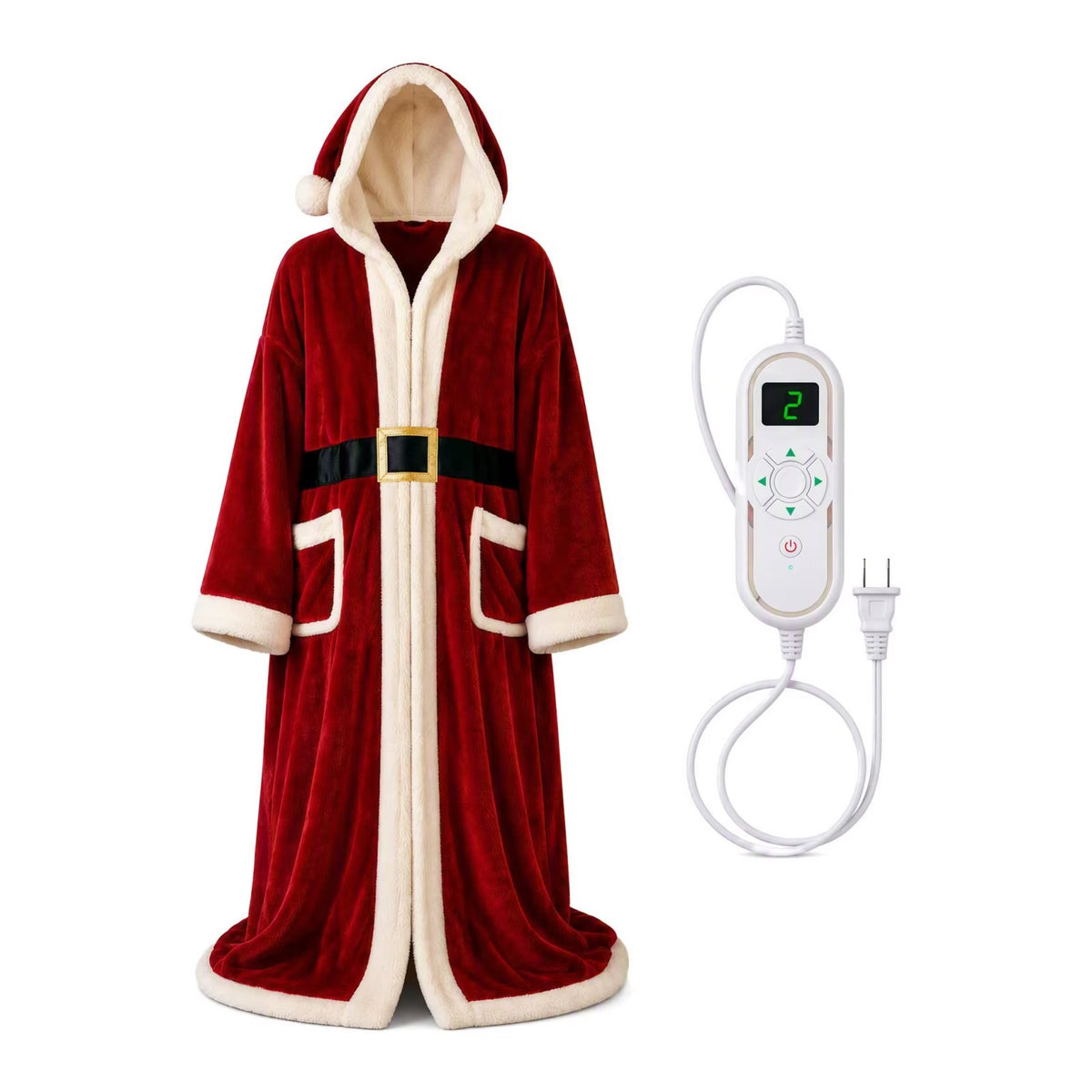 ⁠LuminaWarm | Bata Navideña con Capucha y Calefacción USB (Edición Coleccionable)⁠