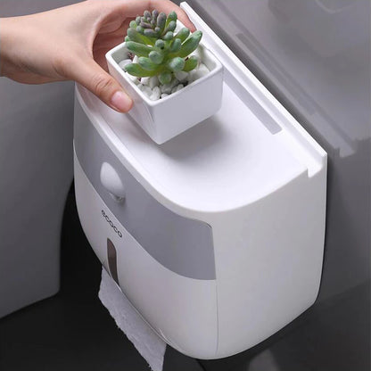 ⁠LuminaBox | Organizador de Baño Impermeable de Pared con Cajón y Portarrollos⁠