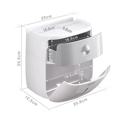 ⁠LuminaBox | Organizador de Baño Impermeable de Pared con Cajón y Portarrollos⁠