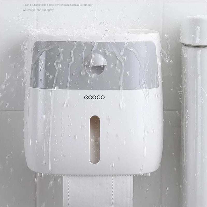 ⁠LuminaBox | Organizador de Baño Impermeable de Pared con Cajón y Portarrollos⁠