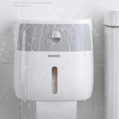 ⁠LuminaBox | Organizador de Baño Impermeable de Pared con Cajón y Portarrollos⁠