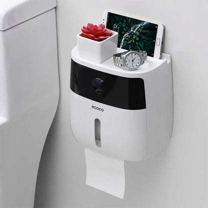 ⁠LuminaBox | Organizador de Baño Impermeable de Pared con Cajón y Portarrollos⁠