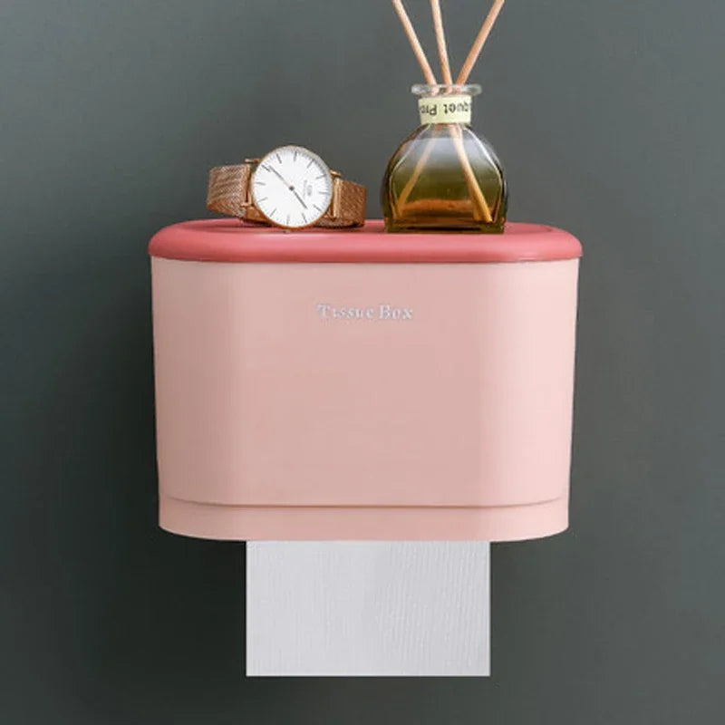 ⁠LuminaBox | Organizador de Baño Impermeable de Pared con Cajón y Portarrollos⁠