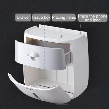 ⁠LuminaBox | Organizador de Baño Impermeable de Pared con Cajón y Portarrollos⁠