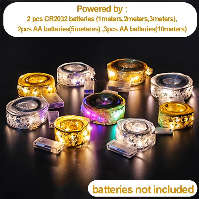 ⁠LuminaRibbon | Listón Navideño Luminoso LED con Tejido Dorado para Árbol y Decoración⁠
