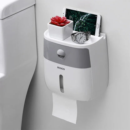 ⁠LuminaBox | Organizador de Baño Impermeable de Pared con Cajón y Portarrollos⁠