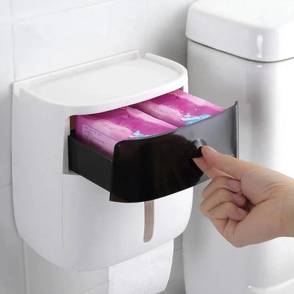 ⁠LuminaBox | Organizador de Baño Impermeable de Pared con Cajón y Portarrollos⁠