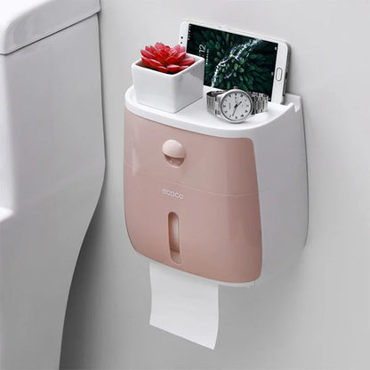 ⁠LuminaBox | Organizador de Baño Impermeable de Pared con Cajón y Portarrollos⁠